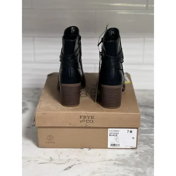 Frye Women’s Black Ankle Boots Size 7 M Indiana Black - Picture 4 of 11